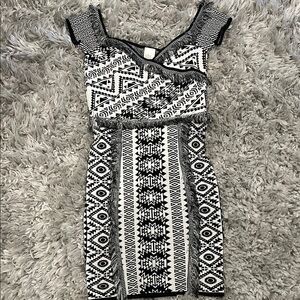 Black and White Geometric Pattern Dress